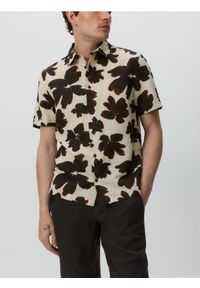 Reserved - Lniana koszula regular fit - beżowy. Kolor: beżowy. Materiał: len #1