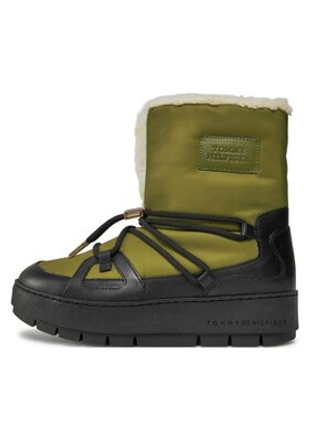 TOMMY HILFIGER - Tommy Hilfiger Śniegowce Tommy Essential Snowboot FW0FW07504 Zielony. Kolor: zielony. Materiał: materiał