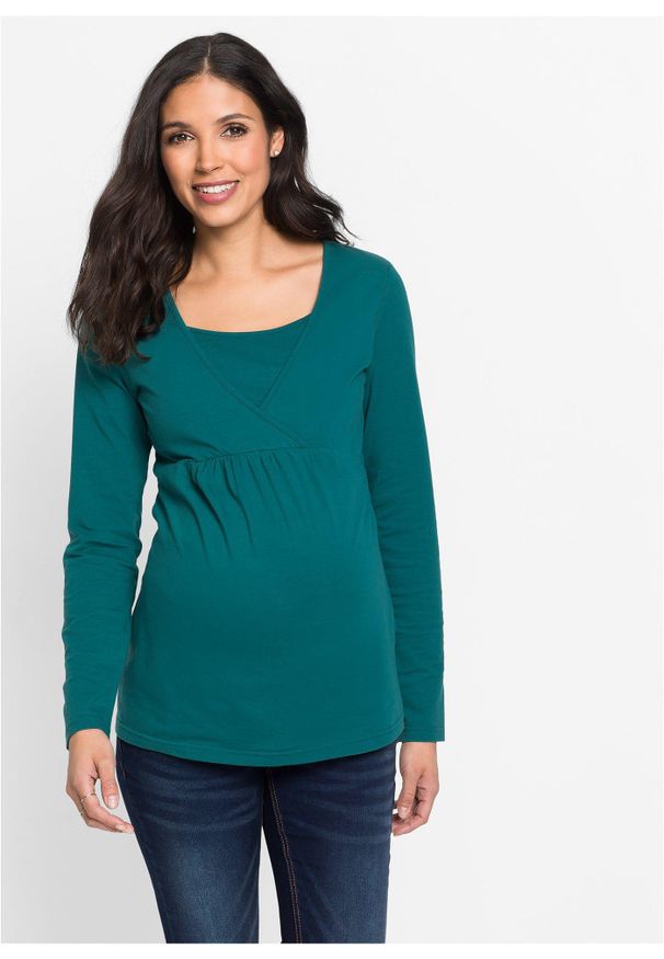 bonprix - T-shirt ciążowy i do karmienia, 2 w 1. Kolekcja: moda ciążowa. Kolor: niebieski. Materiał: materiał