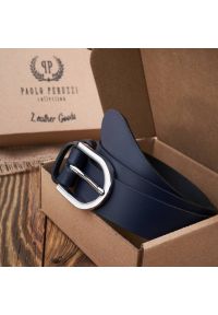 Pasek damski 100 cm granatowy PAOLO PERUZZI PG-01-DBS-100. Kolor: niebieski. Materiał: skóra #1