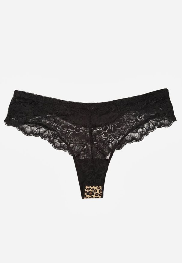 Renee - Panterkowe Majtki Stringi Ozdobione Koronką Phisoris. Materiał: koronka. Wzór: koronka, aplikacja
