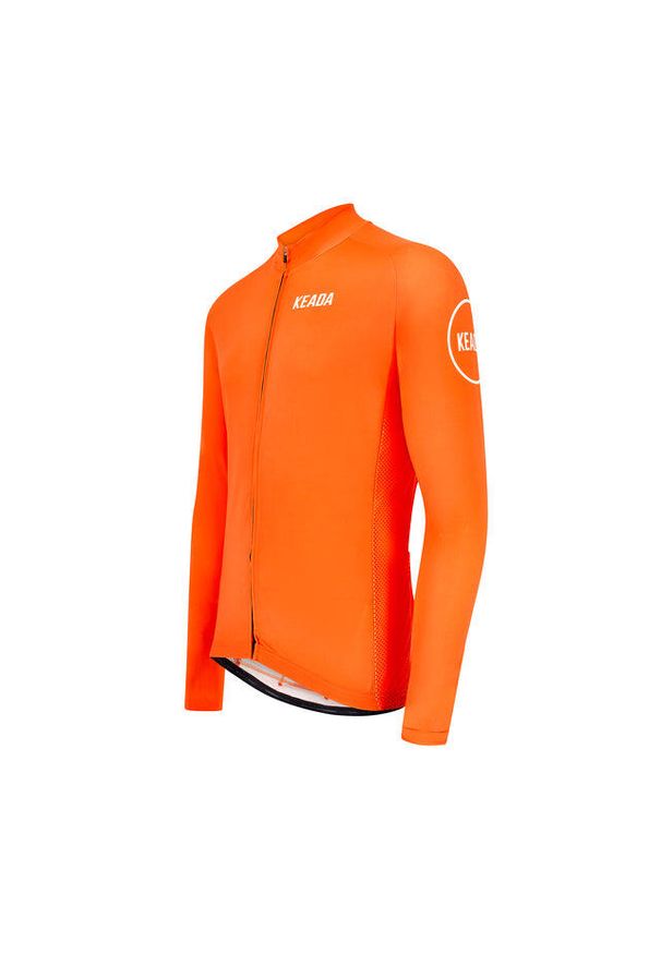 KEADA SPORTS - Męska koszulka kolarska z długim rękawem – Pomarańczowa. Kolor: pomarańczowy. Długość rękawa: długi rękaw. Długość: długie. Sport: kolarstwo