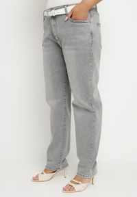 Born2be - Szare Jeansy o Kroju Mom Fit z Regularnym Stanem Folitia. Okazja: na co dzień. Kolor: szary. Styl: klasyczny, elegancki, casual