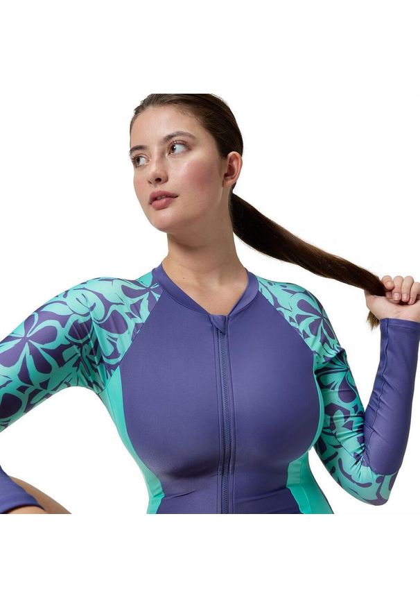 Strój kąpielowy jednoczęściowy damski na basen Speedo Long Sleeve. Kolor: fioletowy