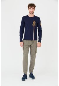 Aeronautica Militare - AERONAUTICA MILITARE Granatowy męski bawełniany longsleeve, Rozmiar XL. Kolor: niebieski. Materiał: bawełna. Długość rękawa: długi rękaw #4