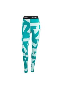 Adidas - Legginsy bazowe Multi Synthetic Base Layer. Kolor: pomarańczowy, niebieski, wielokolorowy. Technologia: ClimaCool (Adidas). Sport: turystyka piesza