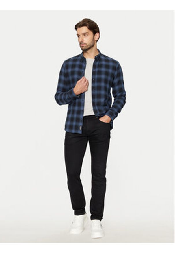 Blend Koszula 20717421 Granatowy Slim Fit. Kolor: niebieski. Materiał: bawełna