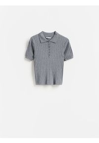 Reserved - Sweter z krótkimi rękawami - szary. Kolor: szary. Materiał: bawełna, dzianina. Długość rękawa: krótki rękaw. Długość: krótkie #1