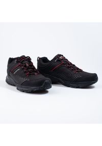 Buty trekkingowe męskie na grubej podeszwie DK czarno czerowne czarne. Kolor: czarny. Materiał: materiał #5