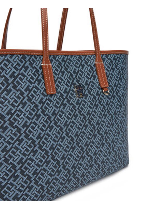 TOMMY HILFIGER - Tommy Hilfiger Torebka Th Monoplay Leather Tote AW0AW17416 Granatowy. Kolor: niebieski. Materiał: skórzane