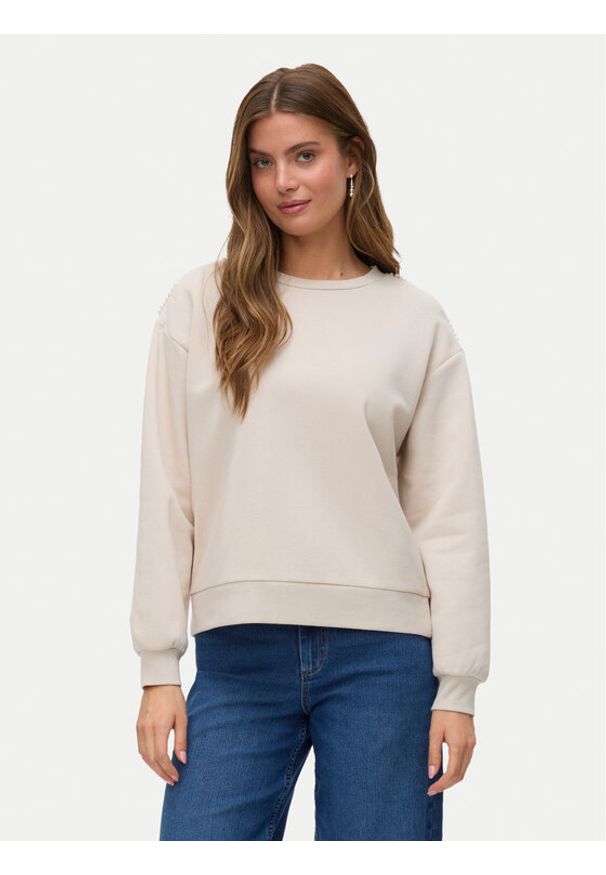 Vero Moda Bluza Daisy 10338101 Beżowy Regular Fit. Kolor: beżowy. Materiał: bawełna