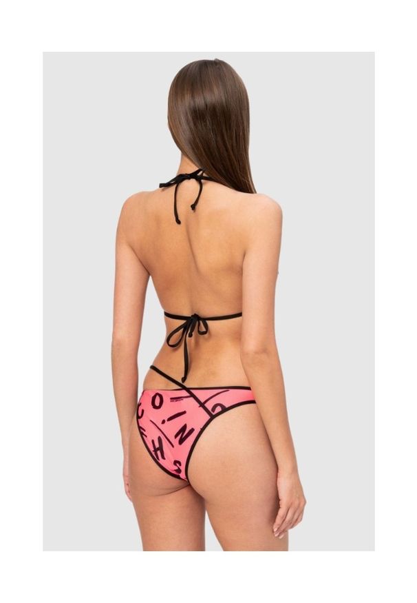 MOSCHINO Różowa góra od bikini w litery, Rozmiar S. Kolor: różowy. Wzór: aplikacja