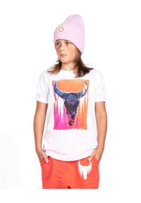 ROBERT KUPISZ - Biały t-shirt Kids Crazy Bull. Kolor: biały. Materiał: bawełna. Wzór: kolorowy, nadruk #1