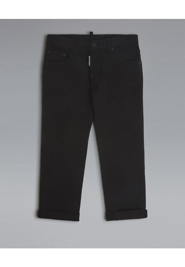 DSQUARED2 KIDS - Czarne spodnie 8-16 lat. Okazja: na co dzień. Kolor: czarny. Długość: długie. Wzór: aplikacja. Sezon: lato. Styl: klasyczny, casual, elegancki