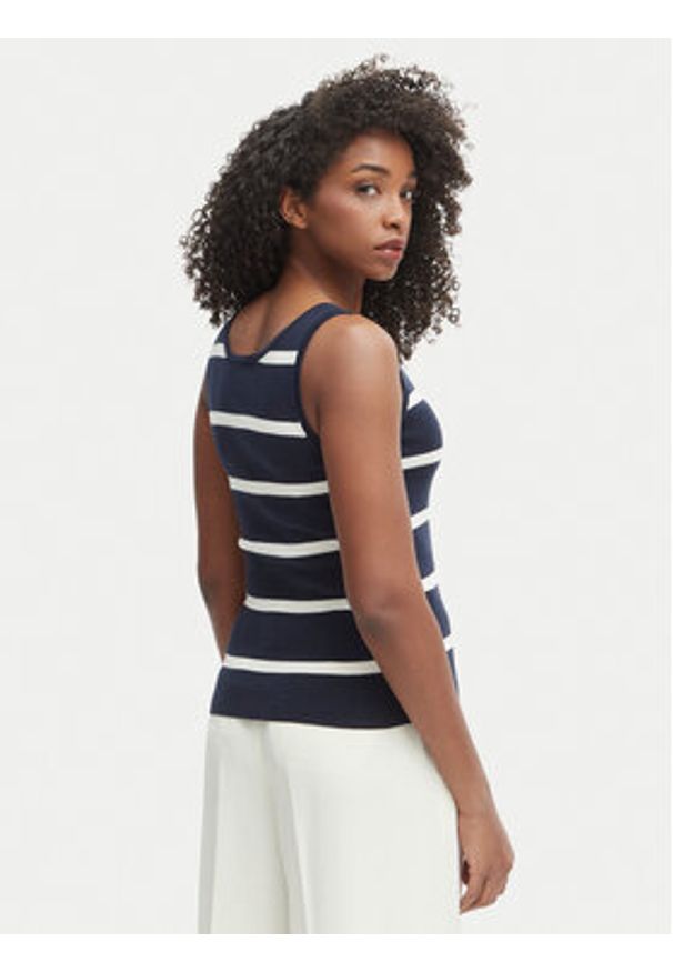 TOMMY HILFIGER - Tommy Hilfiger Top WW0WW48480 Granatowy Slim Fit. Kolor: niebieski. Materiał: bawełna