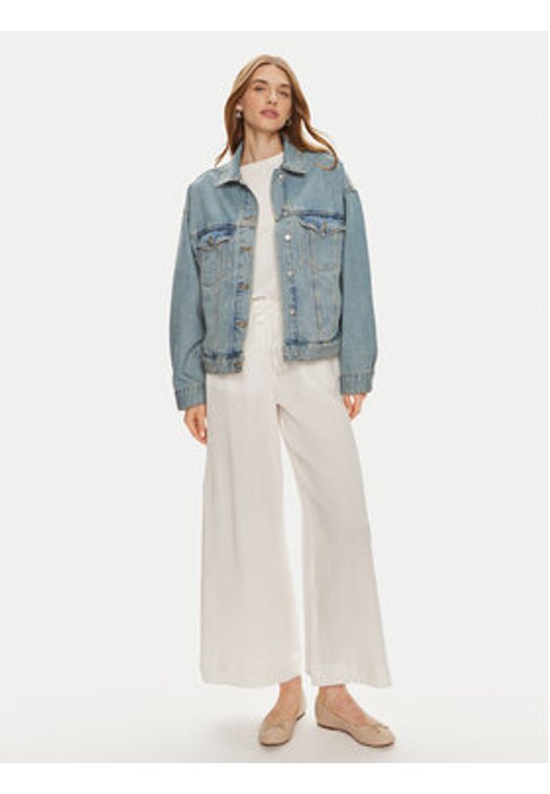 Gina Tricot Spodnie materiałowe 22655 Biały Wide Leg. Kolor: biały. Materiał: bawełna