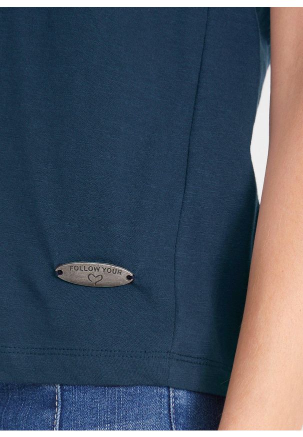 bonprix - T-shirt z czystej bawełny organicznej. Kolor: niebieski. Materiał: bawełna