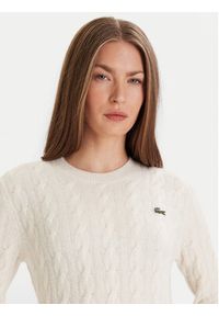 Lacoste Sweter AF4159 Écru Regular Fit. Materiał: wełna