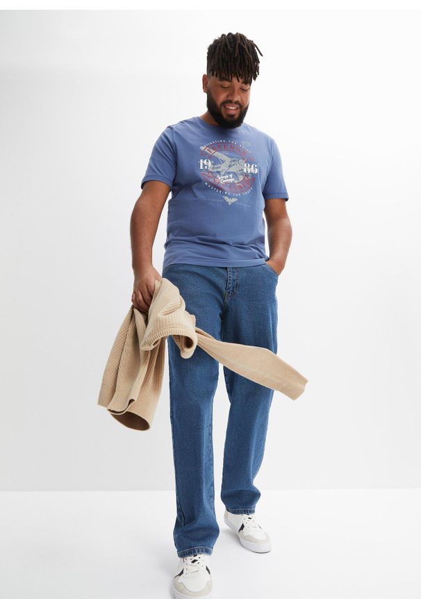 bonprix - T-shirt z czystej bawełny organicznej. Kolor: niebieski. Materiał: bawełna