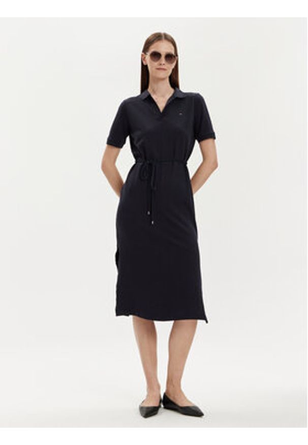 TOMMY HILFIGER - Tommy Hilfiger Sukienka codzienna WW0WW41278 Granatowy Regular Fit. Okazja: na co dzień. Kolor: niebieski. Materiał: bawełna. Typ sukienki: proste. Styl: casual