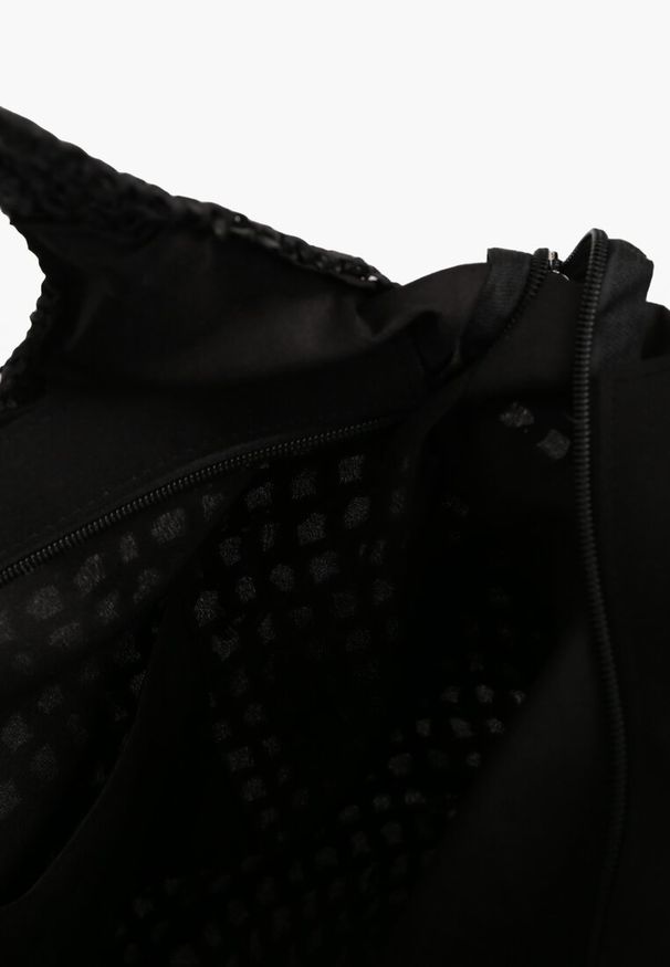Born2be - Czarna Torebka Shopper z Plecionką i Napisami Navessa. Kolor: czarny. Wzór: napisy. Sezon: lato, wiosna. Styl: klasyczny, casual