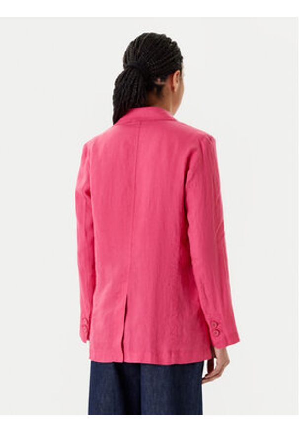 United Colors of Benetton - United Colors Of Benetton Marynarka 2AGHDW00R Różowy Regular Fit. Kolor: różowy. Materiał: len