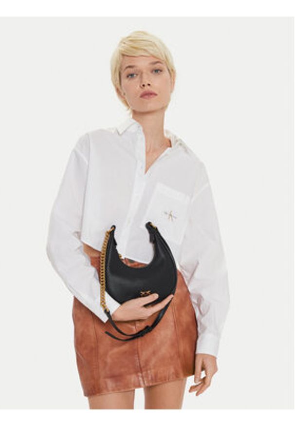 Pinko - PINKO Torebka Brioche Hobo Mini AI 24-25 PLTT 101433 A29Q Czarny. Kolor: czarny. Materiał: skórzane