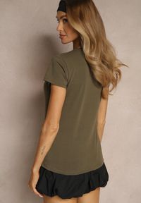 Renee - Ciemnozielony Basicowy T-shirt z Bawełny Mevolena. Okazja: na co dzień. Kolor: zielony. Materiał: bawełna. Styl: klasyczny, casual #5