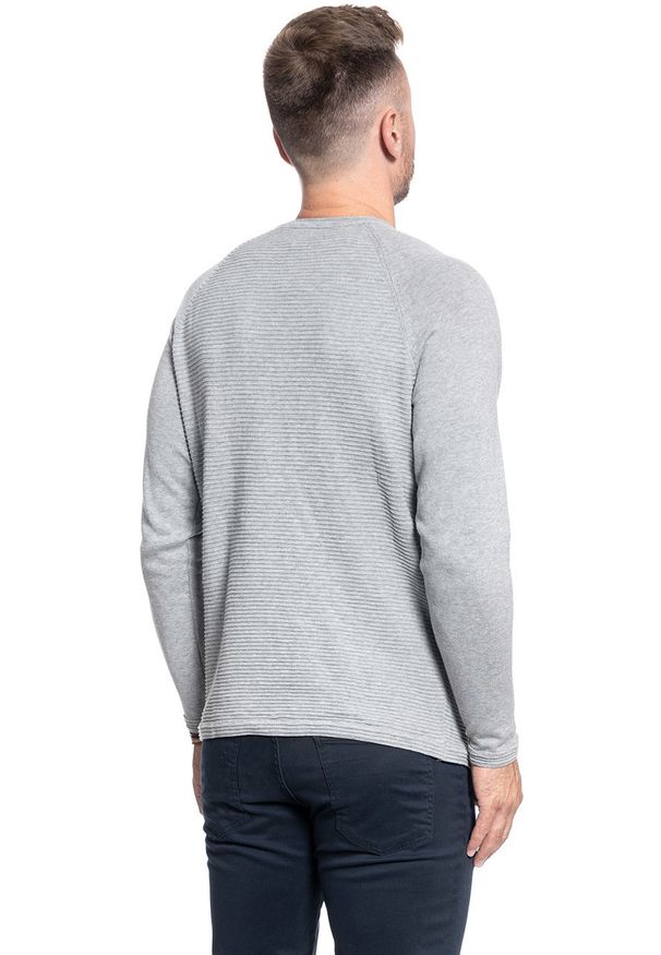 Mustang - SWETER MĘSKI MUSTANG Emil C Structure MID GREY MELANGE 1008255 4140