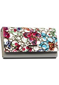 4U CAVALDI - Skórzany, wielokolorowy portfel damski w kwiaty, wyposażony w system RFID - 4U Cavaldi. Kolor: wielokolorowy. Materiał: skóra. Wzór: kwiaty #1