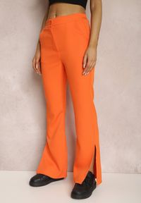 Renee - Pomarańczowe Spodnie Dzwony Evissa. Kolor: pomarańczowy. Materiał: koronka. Długość: krótkie. Wzór: jednolity. Styl: elegancki #3