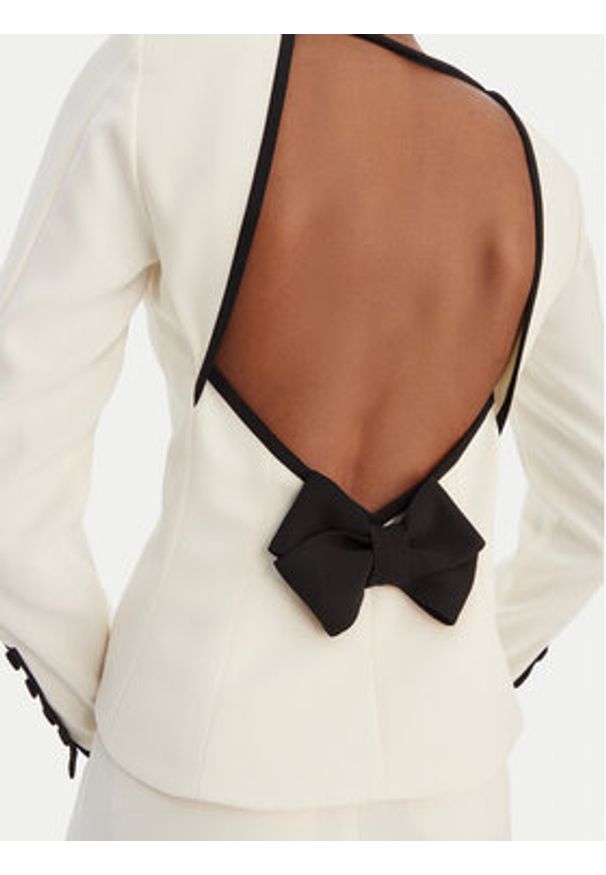 Marella Bluzka Scacco 2613111013 Écru Slim Fit. Materiał: syntetyk