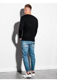 Ombre Clothing - Sweter męski E177 - czarny - XXL. Kolor: czarny. Materiał: nylon, wiskoza. Styl: klasyczny #4