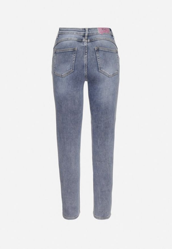 Born2be - Jasnoniebieskie Bawełniane Jeansy Skinny z Przetarciami Erliaxa. Kolor: niebieski. Styl: klasyczny