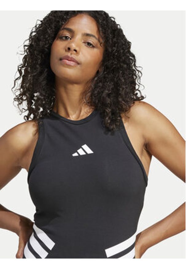 Adidas - adidas Top Future Icons 3-Stripes JC5418 Czarny Slim Fit. Kolor: czarny. Materiał: bawełna