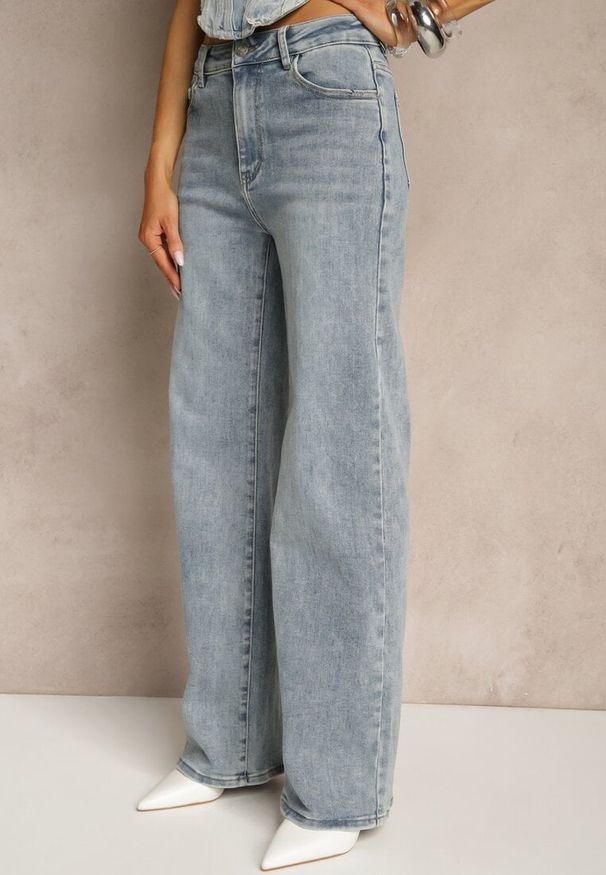 Renee - Niebieskie Szerokie Jeansy High Waist z Wiskozą Uliadria. Okazja: na co dzień. Stan: podwyższony. Kolor: niebieski. Styl: elegancki, casual