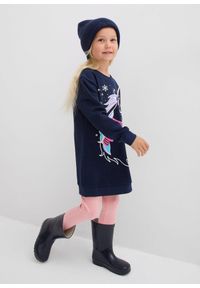 bonprix - Sukienka dresowa z czystej bawełny. Kolor: niebieski. Materiał: dresówka, bawełna. Sezon: zima