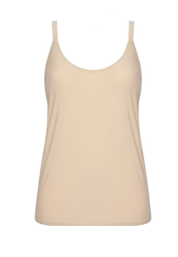 Chantelle Top Soft Stretch C10620 Beżowy Slim Fit. Kolor: beżowy. Materiał: syntetyk