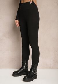 Renee - Czarne Legginsy High Waist z Szeroką Gumką w Pasie Sevini. Okazja: na co dzień, do domu. Stan: podwyższony. Kolor: czarny. Wzór: aplikacja, bez wzorów. Styl: casual #5