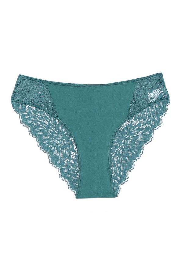 Intica - Figi koronkowe eleganckie z delikatnego materiału Charmaine. Kolor: zielony. Materiał: materiał, koronka. Wzór: koronka