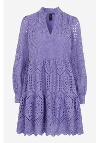 Y.A.S - Sukienka Holli. Kolor: fioletowy. Materiał: tkanina, bawełna, koronka. Wzór: aplikacja, koronka, ażurowy