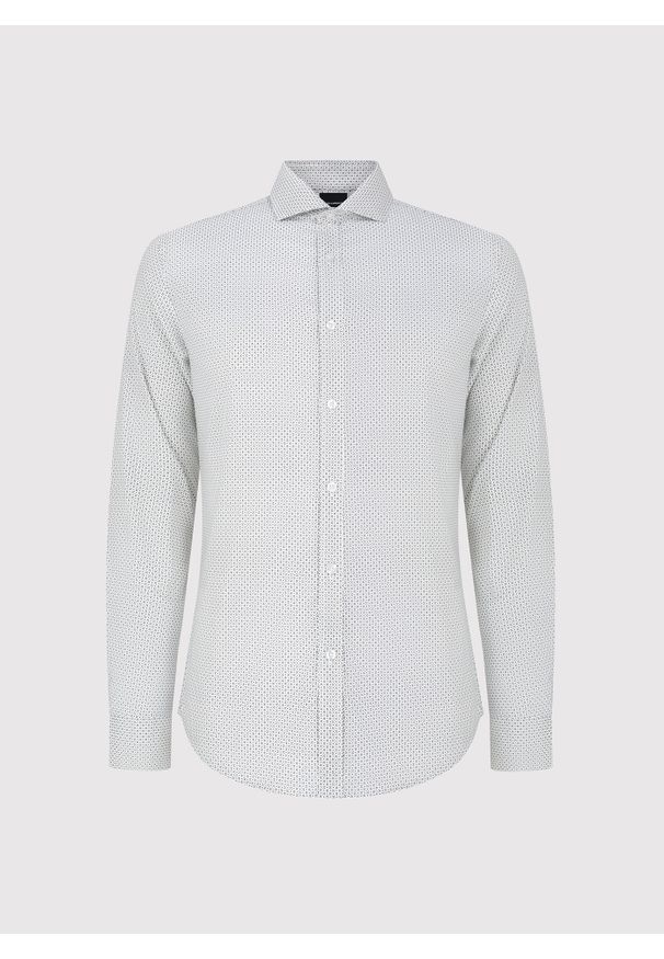 Pako Lorente - PAKO LORENTE - Biała koszula męska w mikrowzór. Kolor: biały. Materiał: bawełna, elastan. Długość rękawa: długi rękaw. Długość: długie