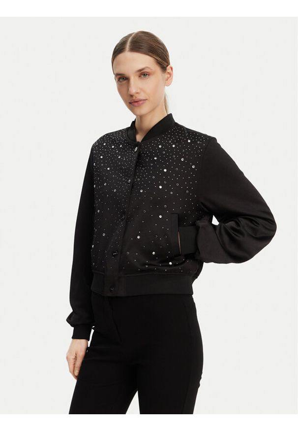 DKNY Kurtka bomber P4JJZXIZ Czarny Regular Fit. Kolor: czarny. Materiał: syntetyk