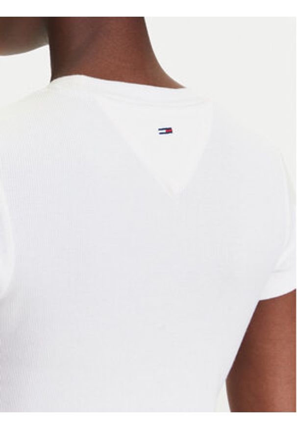 Tommy Jeans T-Shirt DW0DW21421 Écru Slim Fit. Materiał: bawełna