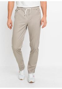 bonprix - Spodnie ze stretchem i elastyczną gumką w talii, regular fit, prosta nogawka. Kolor: szary #1