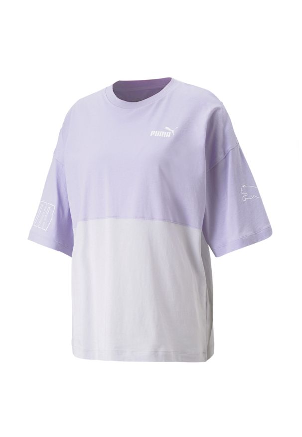 Koszulka Sportowa Damska Puma Power Colorblock. Kolor: fioletowy