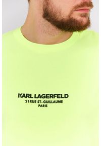 Karl Lagerfeld - KARL LAGERFELD Neonowy t-shirt męski z wypukłym logo. Typ kołnierza: dekolt w karo. Kolor: żółty. Materiał: prążkowany. Wzór: aplikacja #5