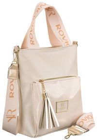 ROVICKY - Shopperka beżowa Rovicky TDR17095 BE. Kolor: beżowy. Materiał: skórzane. Rodzaj torebki: na ramię