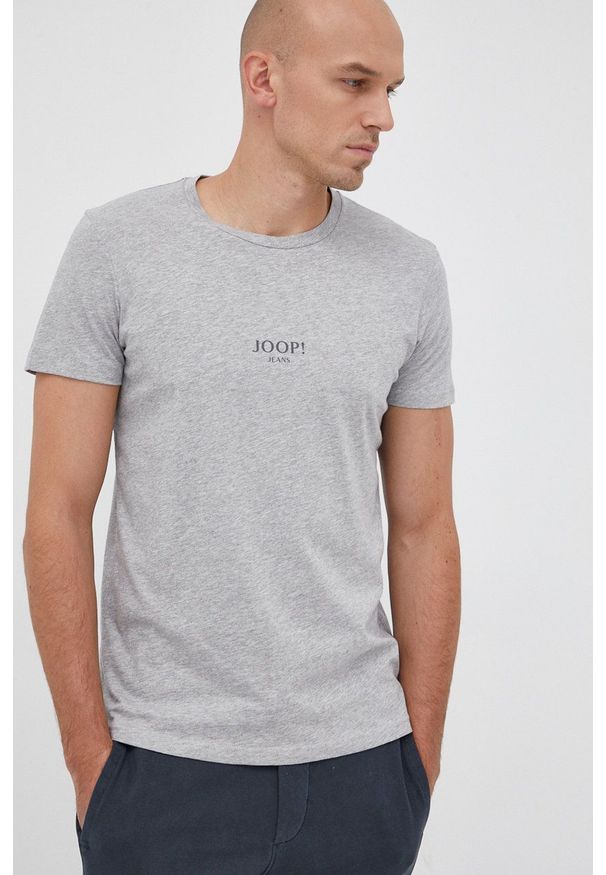 JOOP! - Joop! t-shirt bawełniany kolor szary melanżowy. Kolor: szary. Materiał: bawełna. Wzór: melanż