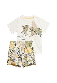 Adidas - Zestaw Disney Lion King Tee. Kolor: żółty, wielokolorowy, beżowy, biały. Wzór: motyw z bajki. Styl: młodzieżowy #1